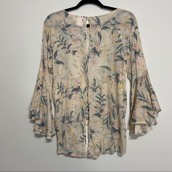 Lauren Conrad Blush Pink Tropical Sheer Blouse - Picture 11 of 11